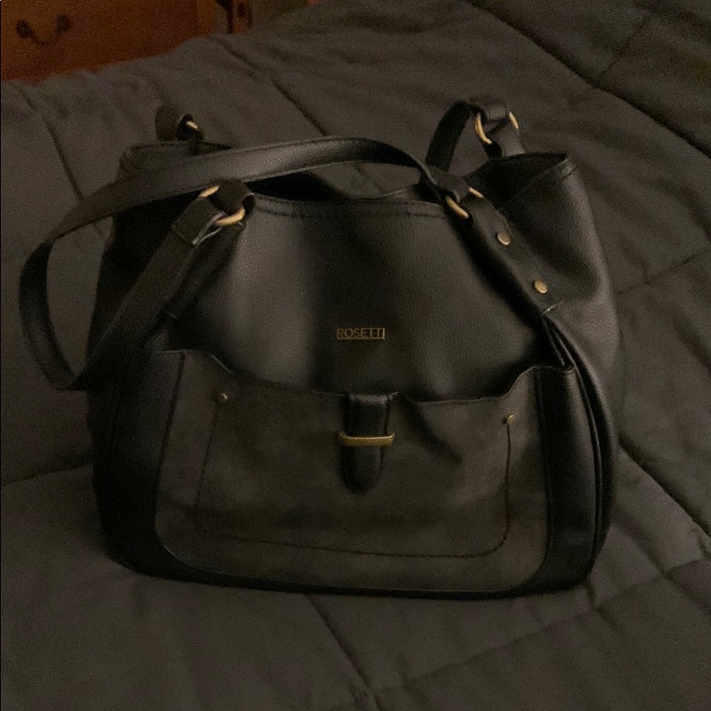 Rosetti Black Shoulder Bag with Classic Flap Design